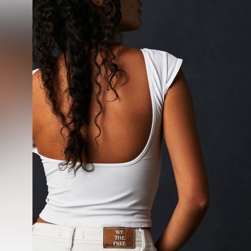 Free People low Back Seamless Tee Ballet Cap sleeves M/L